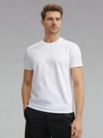 Men's Classic Crew Neck Cotton T-Shirt - Soft Breathable Short-Sleeve Casual Tee for Daily Wear