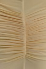 Pale Yellow Mesh Off-Shoulder Evening Gown - Image 2