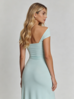 Mint Green Bodycon Evening Dress with Slit - Image 5