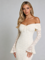 Elegant Off Shoulder Lace Maxi Dress - Image 2