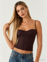Brown Underwire Bustier Cami Top - Image 4