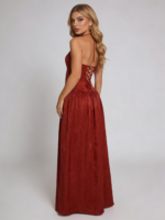 Elegant Red Floral Print Party Dress - Image 5