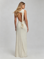 Ivory Sleeveless Ruched Maxi Dress - Image 2