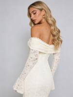 Elegant Off Shoulder Lace Maxi Dress - Image 4