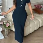 Ribbed Bow Detail Bodycon Night Dress
