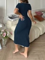 Ribbed Bow Detail Bodycon Night Dress - Image 2