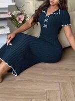 Ribbed Bow Detail Bodycon Night Dress - Image 5