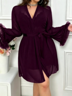 Deep purple lace nightgown set - Image 3