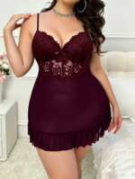 Deep purple lace nightgown set - Image 4
