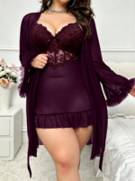 Deep purple lace nightgown set - Image 5