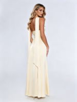 Elegant Ivory Halter Ribbon Satin Formal Gown - Image 2